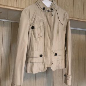 Cream  faux leather bomber jacket size med-juniors